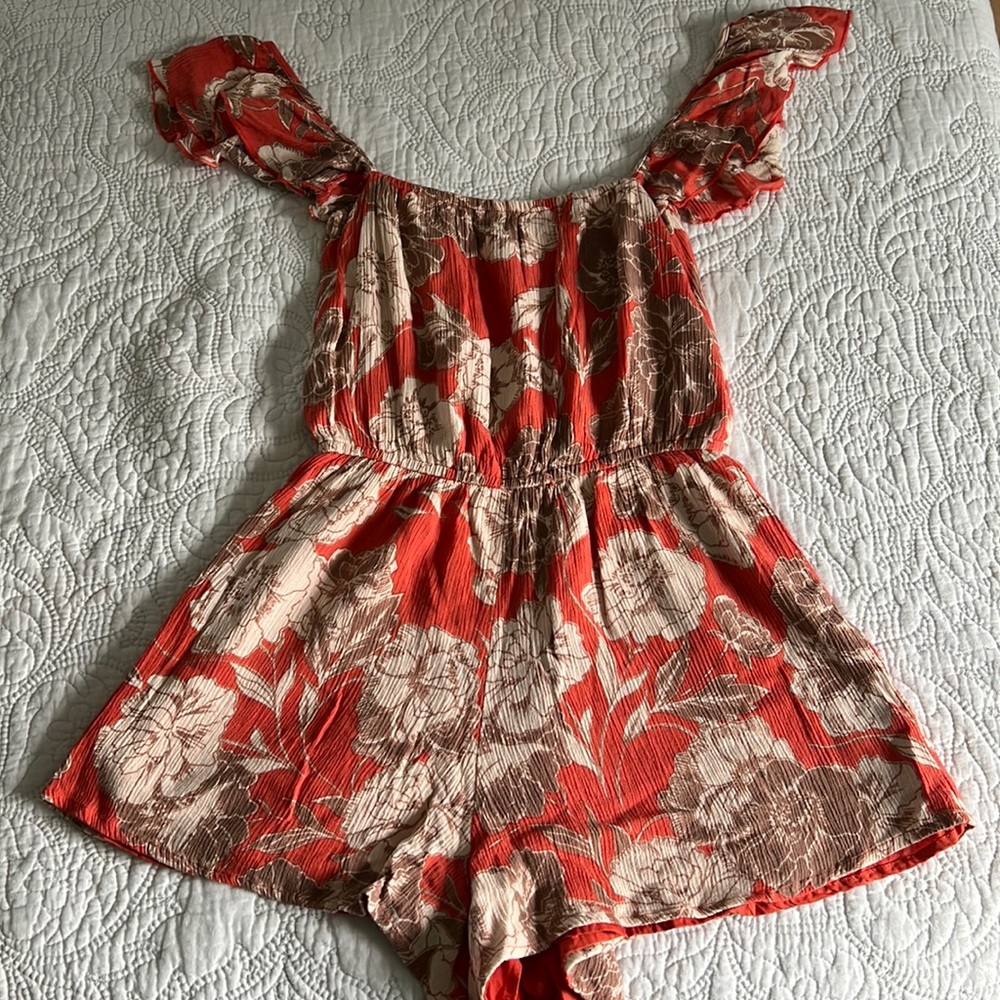 Orange Floral Romper